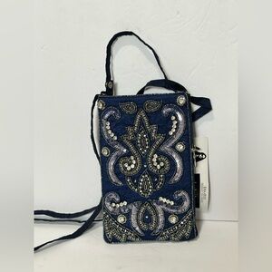 Bamboo Trading Co. Delightful Denim hand-beaded crossbody/wristlet club bag NWT